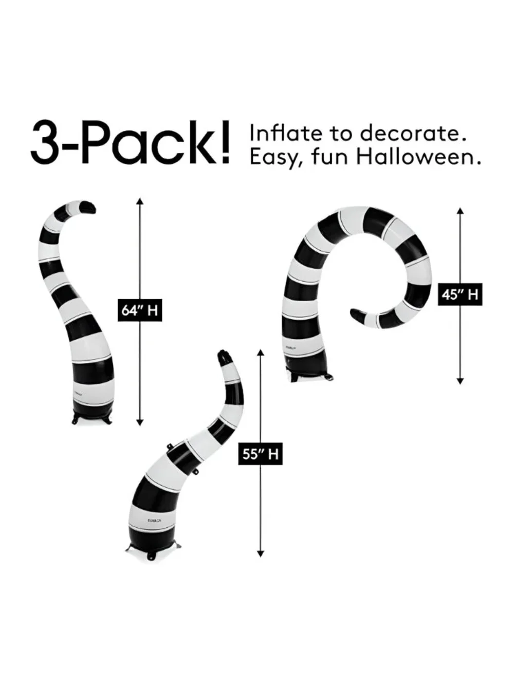 Giant Inflatable Halloween Yard Snakes 3 Pack, Cordless, No Blower